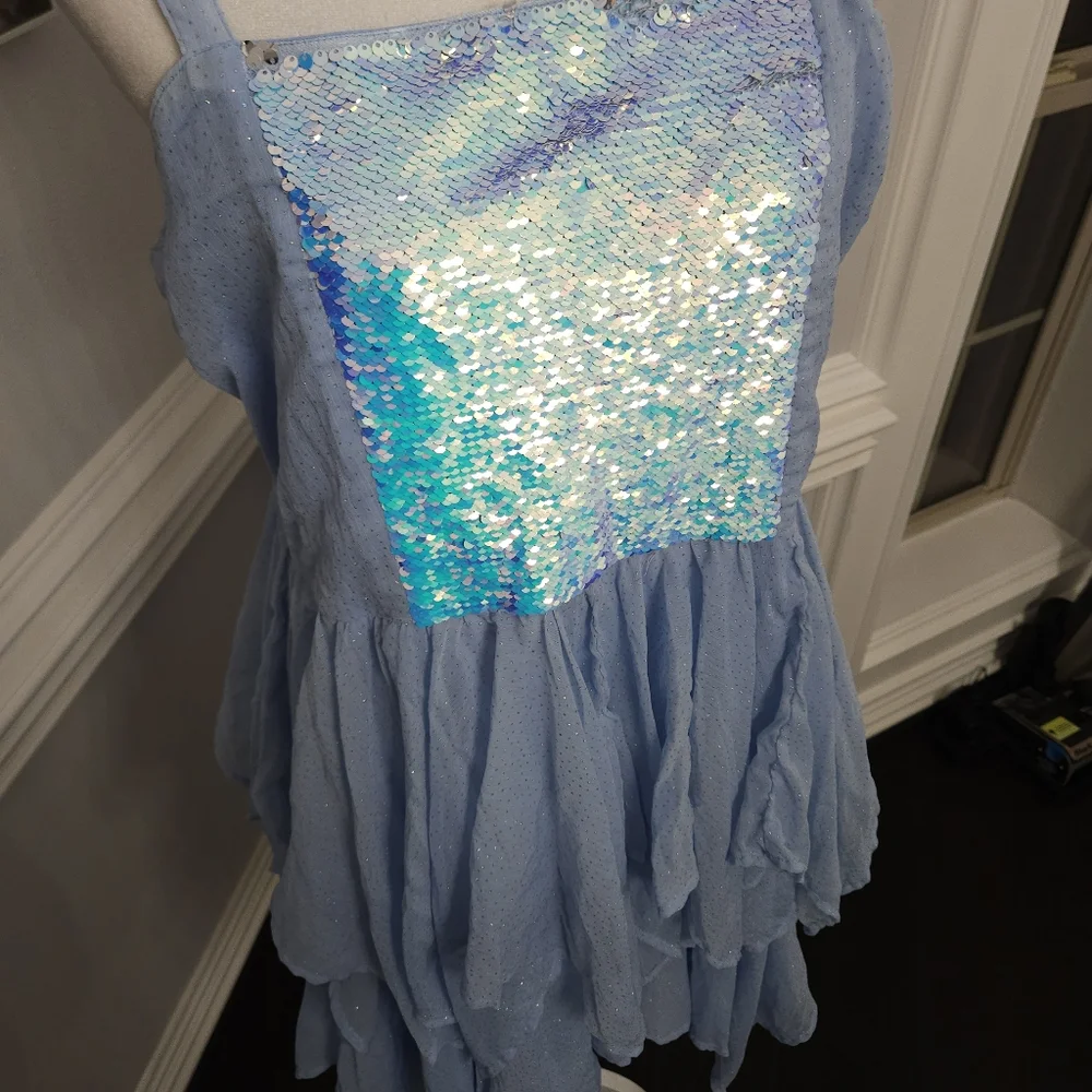Justice Reversible Sequins and Tulle Light Blue Girls Dress size 22